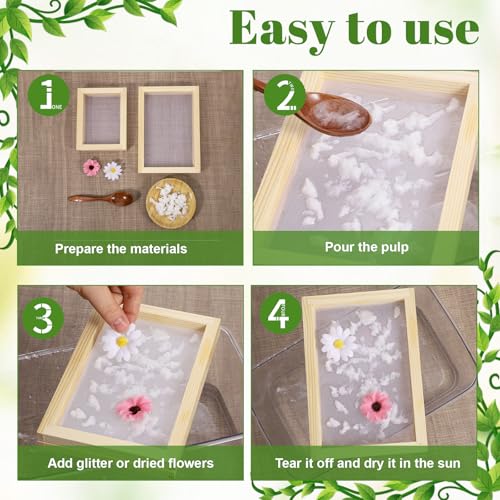 2 Pcs Paper Making Screens, Wooden Papermaking Screen Frame Mould 5 x 4 Inch and 5 x 7 Inch Paper-Making Frame for DIY Paper Craft, Dried Flower