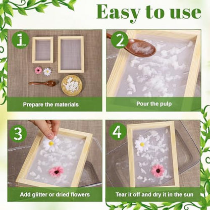 2 Pcs Paper Making Screens, Wooden Papermaking Screen Frame Mould 5 x 4 Inch and 5 x 7 Inch Paper-Making Frame for DIY Paper Craft, Dried Flower