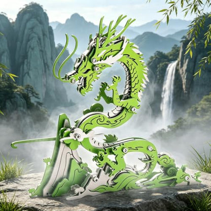 3D Metal Puzzle Mechanical Model Kit Cyan Dragon Stainless Steel - color: A8-cyan Dragon