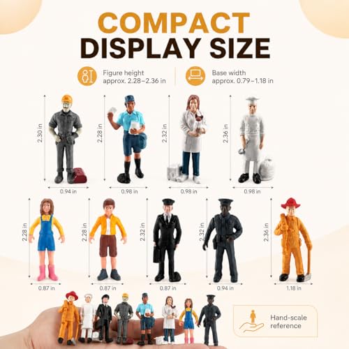 9 Pcs Miniature People Figurines Cake Toppers Realistic Detailed Policeman Pilot Fireman Mailman Chef Figurine Model Hand Painted People Action Figures Cake Topper