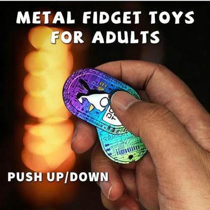 Desperate Rabbit Fidget Slider, Metal Fidget Toys Adults Haptic Coin EDC Fidget Toys Sensory Toy Executive Desk Toy for Keep Focus & Stress Relief (Titanium Circuit) - color: Titanium Circuit