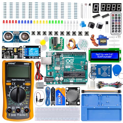 SunFounder Inventor Lab Starter Kit with Original Arduino Uno R3 REV3 Multimeter 34 Projects 40+Video Courses RAB Breadboard Holder, RoHS Compliant, for Beginners & Engineers