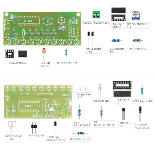 5in1 Soldering Practice Kit Mini Musical Tesla Coil, Plug-in Flowing Light,Doorbell, Sound-Activated Flowing Light, and Lucky Roulette Wheel Soldering Projects Soldering Practice for Teens - style: GreenTSL5IN1