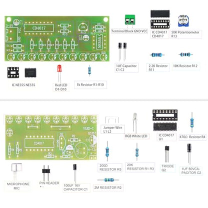 5in1 Soldering Practice Kit Mini Musical Tesla Coil, Plug-in Flowing Light,Doorbell, Sound-Activated Flowing Light, and Lucky Roulette Wheel Soldering Projects Soldering Practice for Teens - style: GreenTSL5IN1