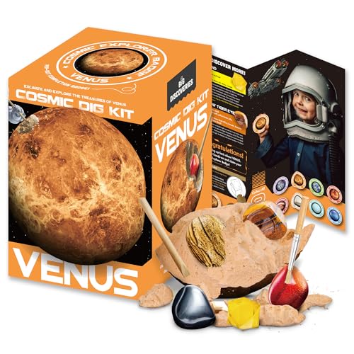 Cosmic Dig Kit by Big Discoveries - Explore the Planets of the Solar System with Gem & Fossil Excavation Kits for Kids | STEM Toy Science Dig Kits with Gemstones for Boys and Girls - style: Venus