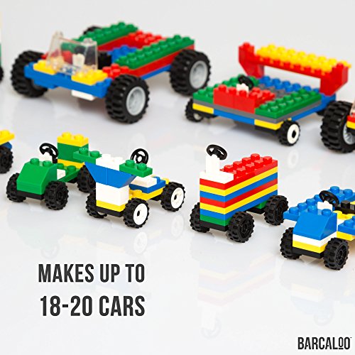 Barcaloo 400 Piece Wheels and Axles Sets, Building Bricks Car Parts and Pieces Kit - Car Building Set with Wheels, Axles & Windshields and Bonus Bricks - color: Wheels, Tires, & Axels - 400 Pieces