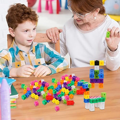 Jenaai 200 Pieces Linking Cubes for Math Counting Cubes, Plastic Counting Blocks, Colorful Math Manipulatives Classroom Learning Supplies for Preschool Activities Boy Girl(Classic Style) - style: Classic Style