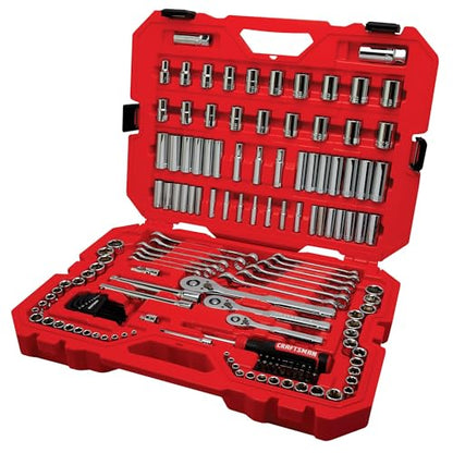 CRAFTSMAN Socket Set, 159 Piece Socket Wrench Set Mechanics Tools 1/4-in., 3/8-in., and 1/2-in(, 6 Point and 12 Point, 90-Tooth (CMMT12125)