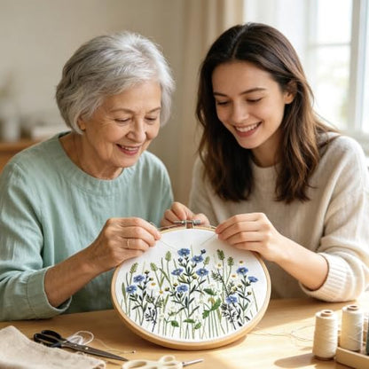 Embroidery Kit for Beginners Learn 7 Common Stitches Step-by-Step Video - color: 7 Common Stitches