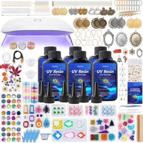 FUHITIM 600g UV Resin Kit with Light,Resin Kits for Beginners - color: 600g Colors