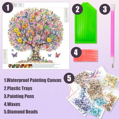 JATOK Diamond Art Kits for Adults, Tree of Life, Special-Shaped Gems - color: Indigo