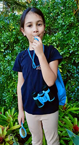 Adventure Kidz - Outdoor Exploration Kit, Binoculars with Case, Flashlight, Compass, Whistle, Magnifying Glass, Backpack, Bundle (21 Items)