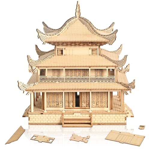 3D Wooden Puzzle & Building Blocks for Adults 14+ - Yueyang Tower Chinese Architecture Model Kit (216 PCS), DIY Craft Gift for Men & Teens,No Glue Needed - color: Yueyang Tower