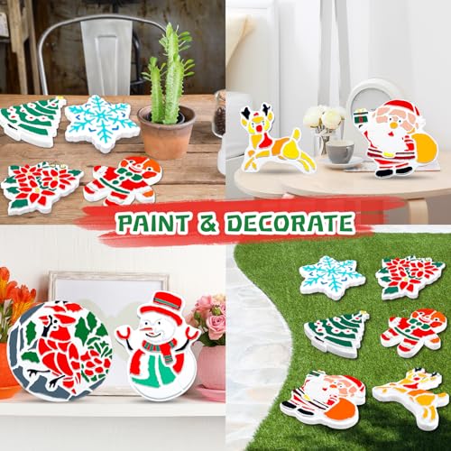 EggSun 8Pcs Stepping Stones Painting Crafts Kit for Kids 4 8 6, DIY Garden Stones Outdoor Paint Your Own Ceramic Unicorn Arts and Crafts for Boys Girls Ages 4 7 9 10 12 Christmas Birthday Gifts - style: Christmas