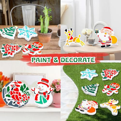 EggSun 8Pcs Stepping Stones Painting Crafts Kit for Kids 4 8 6, DIY Garden Stones Outdoor Paint Your Own Ceramic Unicorn Arts and Crafts for Boys Girls Ages 4 7 9 10 12 Christmas Birthday Gifts - style: Christmas