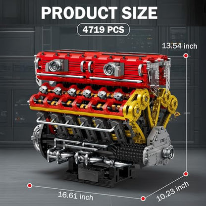 Reobrix V12 Engine Building Block Sets Sports Car Engine Model Kit