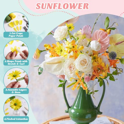 Premium Crepe Paper for Flower Making Kit, 12 Rolls Italian Crepe Paper - color: 12 Multicolor