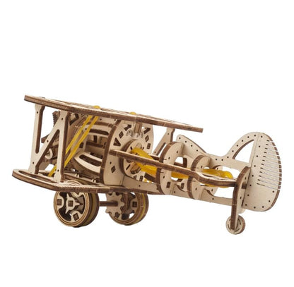 UGEARS Mini-Biplane, 3D Puzzle, 3.15-inch Height, Wooden Model Kits for Adults, DIY Craft Kit, Mechanical 3D Puzzle, for Aviation Enthusiasts and Puzzle Lovers