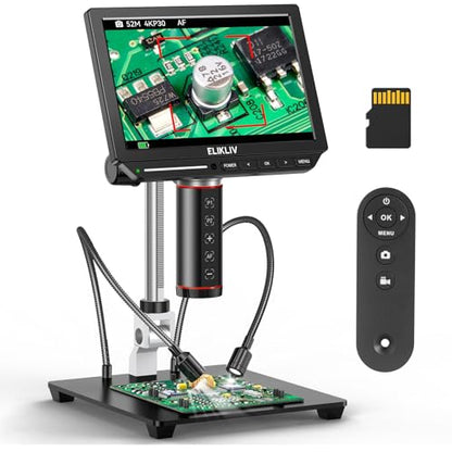 Elikliv Autofocus 4K Digital Microscope EM4K-AF, 8" Soldering Microscopes