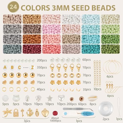 TEXGIZRLY 3mm Seed Bead for Bracelets Friendship Bracelet Making Kit - size: Seed Beads 3MM-C