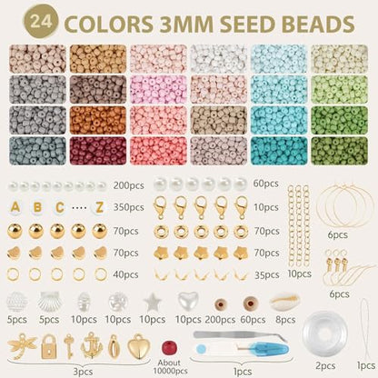 TEXGIZRLY 3mm Seed Bead for Bracelets Friendship Bracelet Making Kit - size: Seed Beads 3MM-C