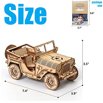3D Wooden Off-Road Vehicle Puzzle, Wood Crafts DIY Assembly Mechanical SUV Model Kits, Wooden STEM Brain Teaser Puzzle, Christmas Birthday Gifts 3D Puzzle for Adults & Teens - color: Suv