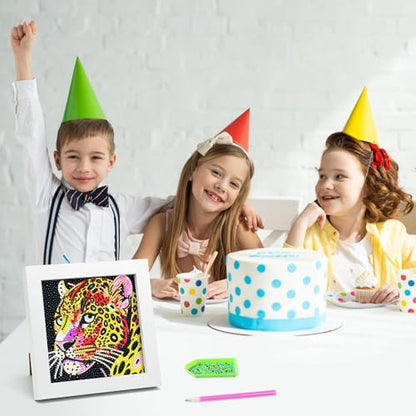 Libfx Diamond Art Kits for Kids with Frame Diamond Art for Girls Boys Beginners Arts and Crafts Birthday Gifts (Leopard) - color: Leopard