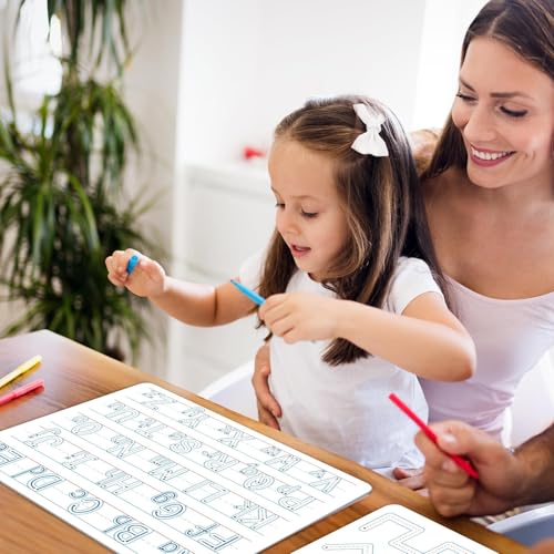 24Pcs Handwriting Practice Double Sided Cardboard for Students ABC Alphabet Tracing Dry Erase Whiteboard Letters Writing Paper Cardboard for Teacher Tool Portable Writing 12" x 9" - style: ABC Alphabet Tracing