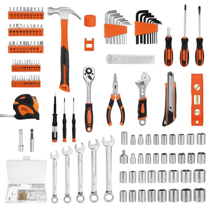 248-Piece Home Repair Hand Tool Set with Storage Case - color: Orange