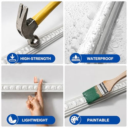 Peel and Stick Wall Molding Kit, Premade Accent Wainscoting Panels,24x60in - color: Bead-24x60in
