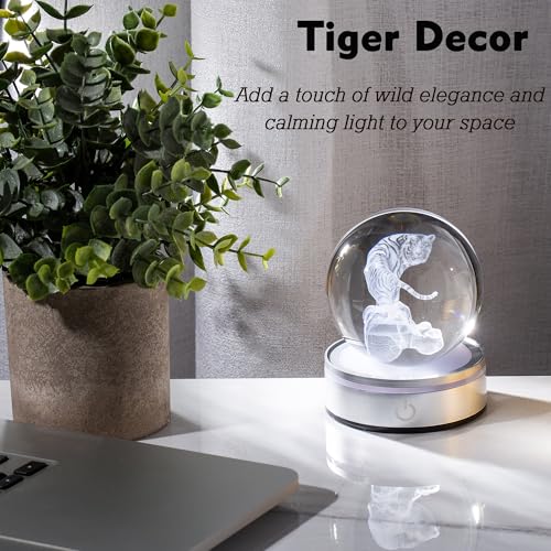 IFOLAINA Tiger Lovers Gifts for Men Women 3D Crystal Ball - color: Tiger