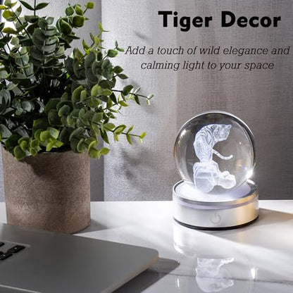 IFOLAINA Tiger Lovers Gifts for Men Women 3D Crystal Ball - color: Tiger