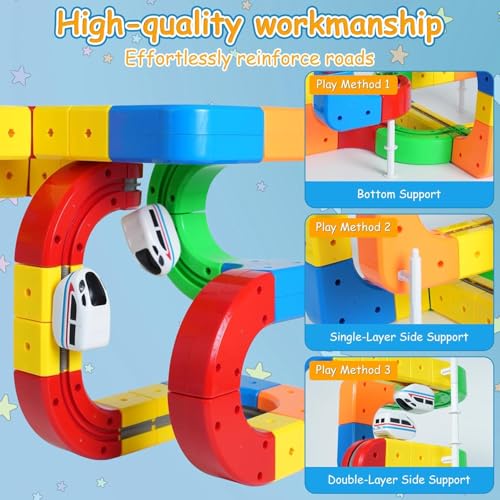 Electric Train Set for Kids Ages 4-8, 3D Infinity Track Building Toys, Cube Track with 360°Anti Gravity Race Track, STEM Learning Gift(80 pcs+2car).