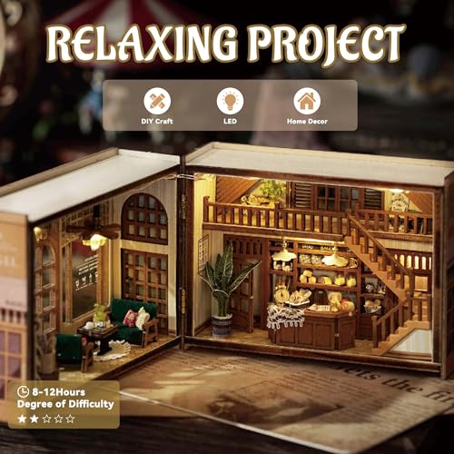 Flever Dollhouse Miniature DIY House Kit Creative Room with Furniture for Romantic Valentine's Gift (Bagel Time) - color: Bagel Time