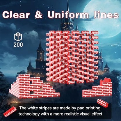 200PCS Classic Wall Building Bricks 1x4 Red Color, Compatible with Lego Part, ABS Material, Creative Building Sets for Home, School & DIY STEM Projects, Construction Toy for Kid Age 6 7 8 9 10 11 12 - color: Red 200pcs