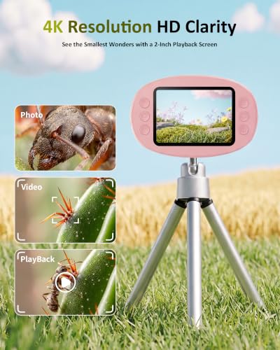 1000X Handheld Digital Microscope for Kids: Pocket Microscope for Stem Toy - color: Pink