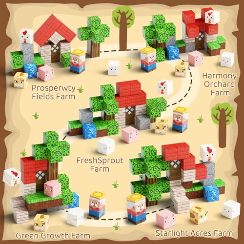 Mini Magnetic Travel Building Blocks: 35 PCS Farm Animals STEM Toys - size: Farm Animals Small - 35PCS
