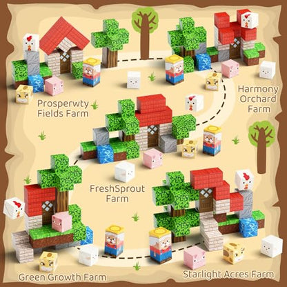 Mini Magnetic Travel Building Blocks: 35 PCS Farm Animals STEM Toys - size: Farm Animals Small - 35PCS