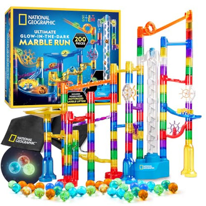 National Geographic Glow-in-the-Dark Motorized Marble Run for Kids 8-12 - style: 200-Piece Glow-in-the-Dark Marble Run