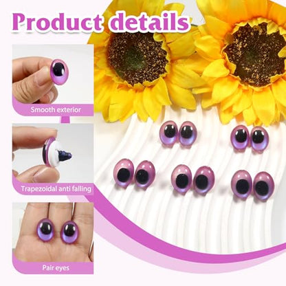 TOAOB 28pcs Purple Oval Safety Eyes with Washers 13 x 18mm Stuffed Animals Craft Plastic Doll Eyes for DIY Amigurumis Crochet Puppet Making - color: Purple