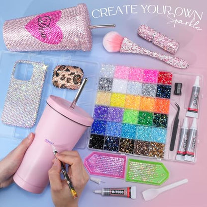 40000 Pcs Resin Jelly Rhinestones Kit, 30 Colors 4mm Flatback Rhinestones with 4 Pcs B7000 Jewelry Glue & Tools, All-in-One Bedazzling Kit for DIY Arts & Crafts Gifts - color: 30 Colors 4mm