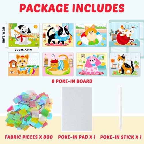 Lonfliness 8 Pcs Dog Cat Poke in Craft Kits for Kids Mess Free DIY Art - style: Dog Cat