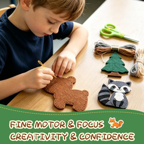 GOASION Sewing Kit for Kids, 12 Pcs Woodland Animals Craft Set, Ages 5+ - color: Forest - Dwelling Animals - 12 Pack