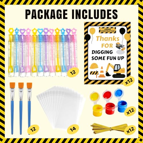 GOGREENWOVEN 12 PCS Construction Party Favors - DIY Wooden Truck Craft Kit
