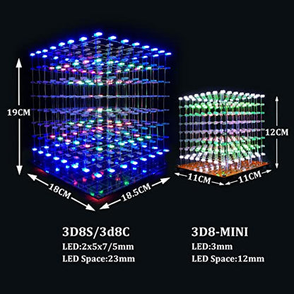 MINI 3D Led Cube DIY Electronics Kit Soldering Project Kit (3D8MINI-MULTI-KIT) - color: 3d8mini-multi-kit
