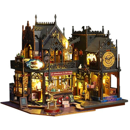 Flever Dollhouse Miniature DIY House Kit Creative Room with Furniture for Romantic Artwork Gift (Holo Magic City) - color: Holo Magic City