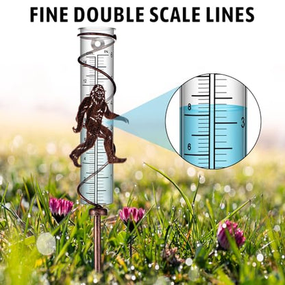 Relaxweex Rain Gauge Outdoor 7 Inch Large Metal Sasquatch Rain Gauges Decorative, Garden Lawn Yard Decor, Gardening Gifts for Weather Enthusiasts Pathway Decoration