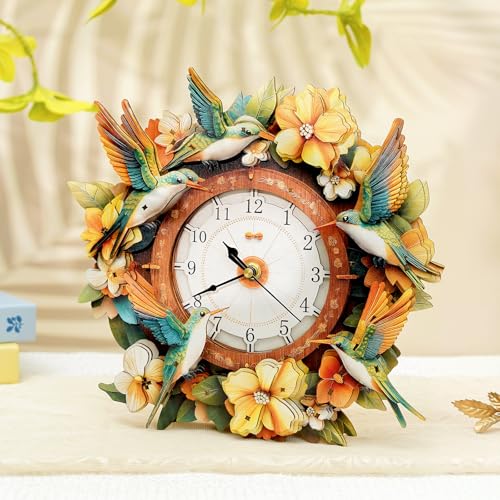 KAAYEE 3D Puzzles for Adults Hummingbird Clock Bird Wooden Puzzle DIY Craft - color: Hummingbird Clock