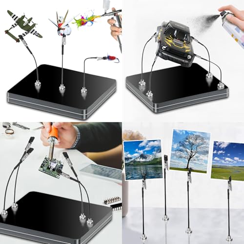 Metal Painting Stand Base Holder, 10 PCS Magnetic Bendable Alligator Clip - color: Black, size: S