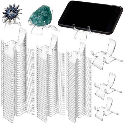Qunclay Acrylic Rock Display Stands 3 Sizes Crystal Holders, 120 Pcs
